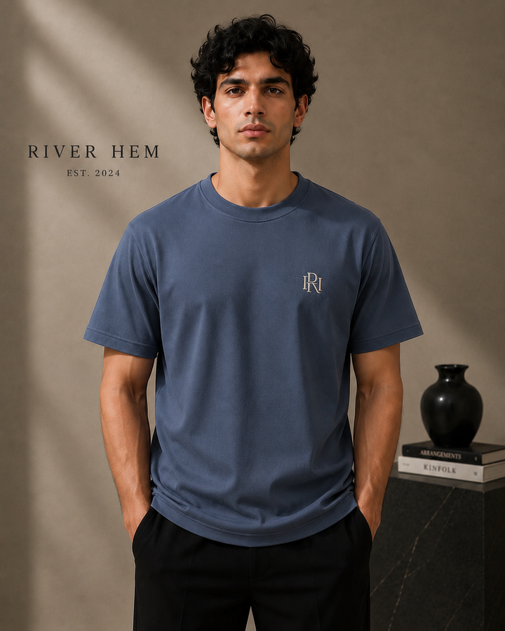 🔵 SLATE BLUE MODERN GENTLEMAN EDITION TEE SHIRT