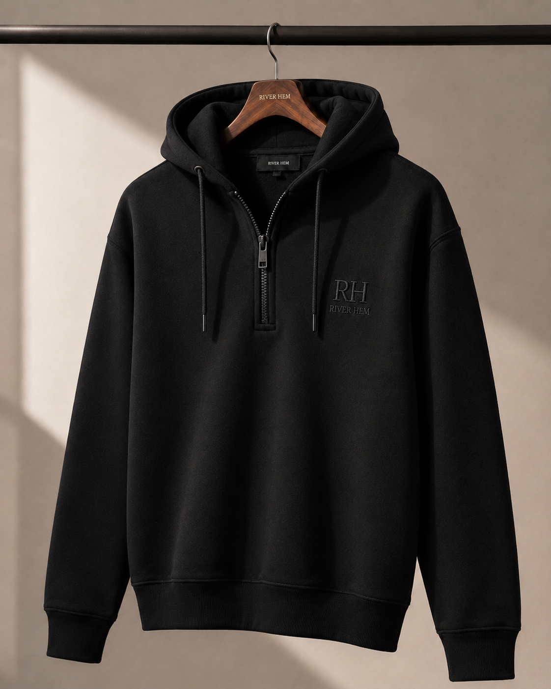 Jet Black Signature Quarter-Zip Hoodie