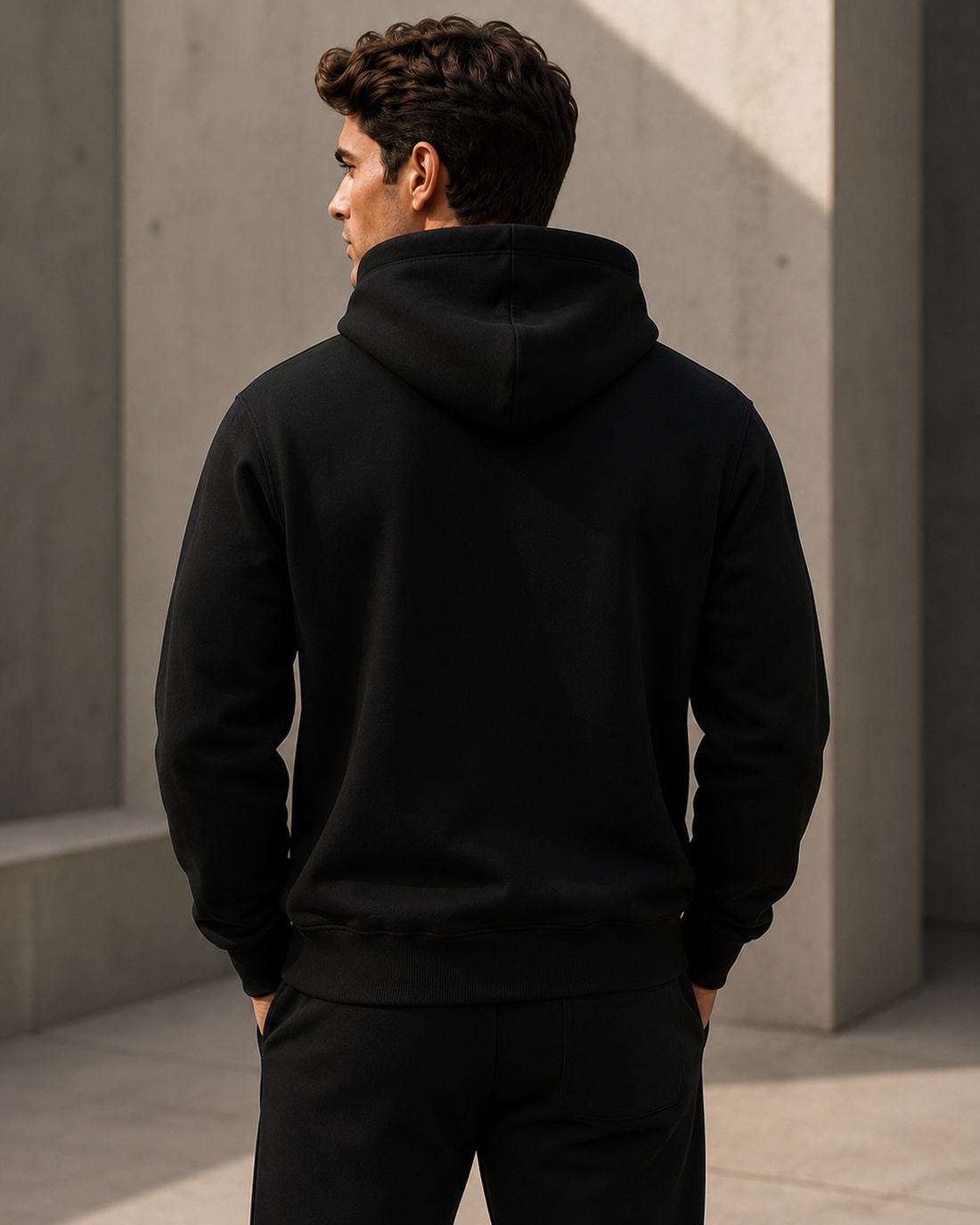 Jet Black Essential Heavyweight Hoodie