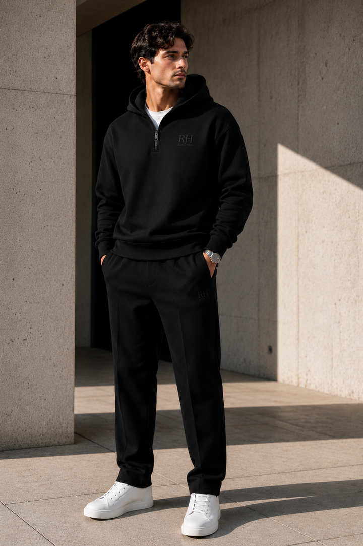 Jet Black Signature Quarter-Zip Hoodie